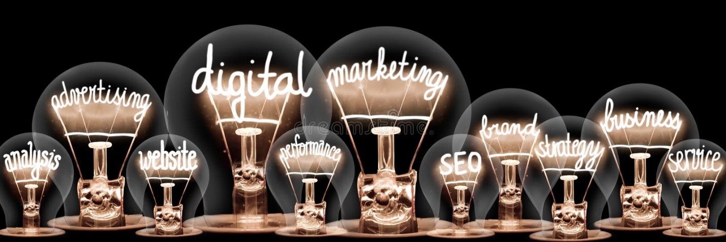lamp illustration with digital marketing letters written on it