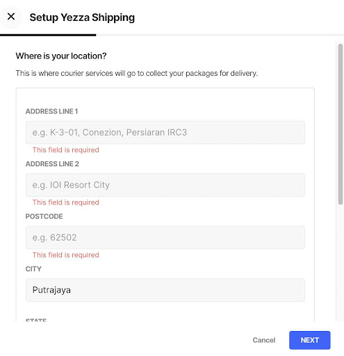 alamat bisnes online untuk yezza shipping