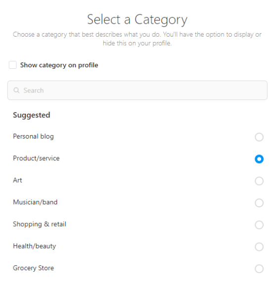 Select a category