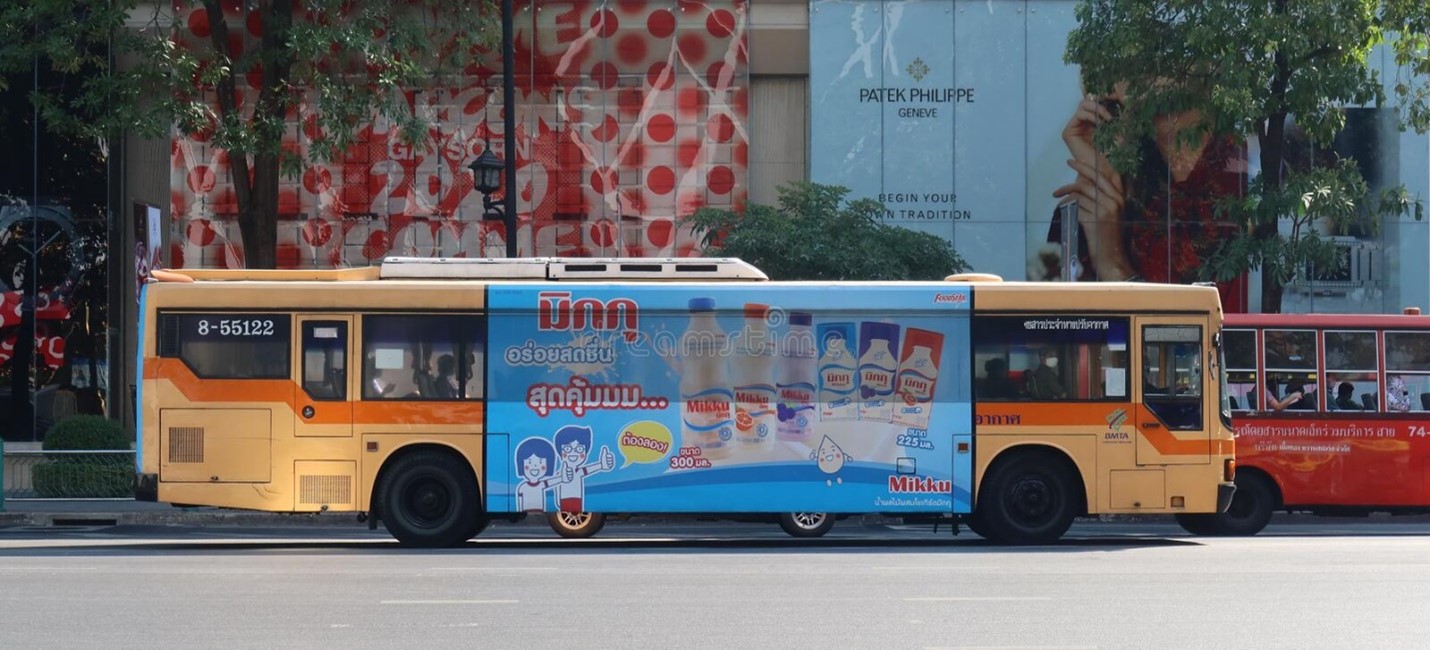a pictorial bus as an example of outdoor advertising