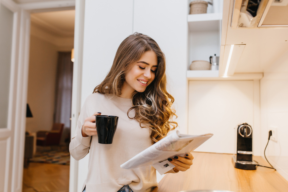 Woman reading a magazine