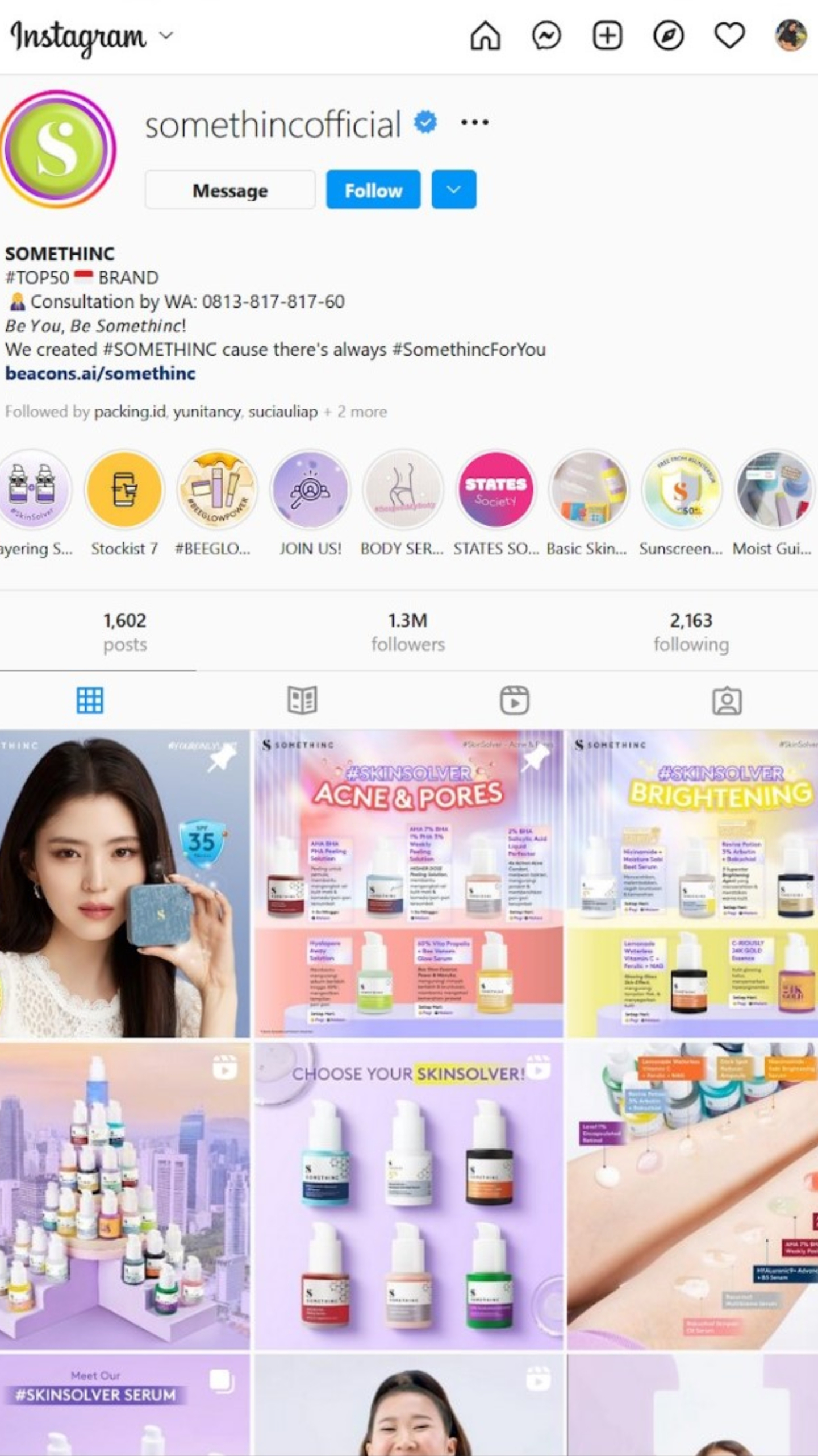 Somethinc Instagram profile