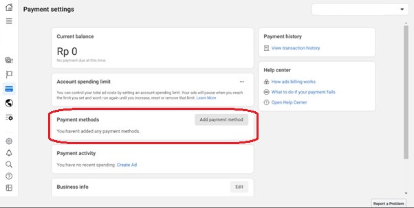 payment settings page