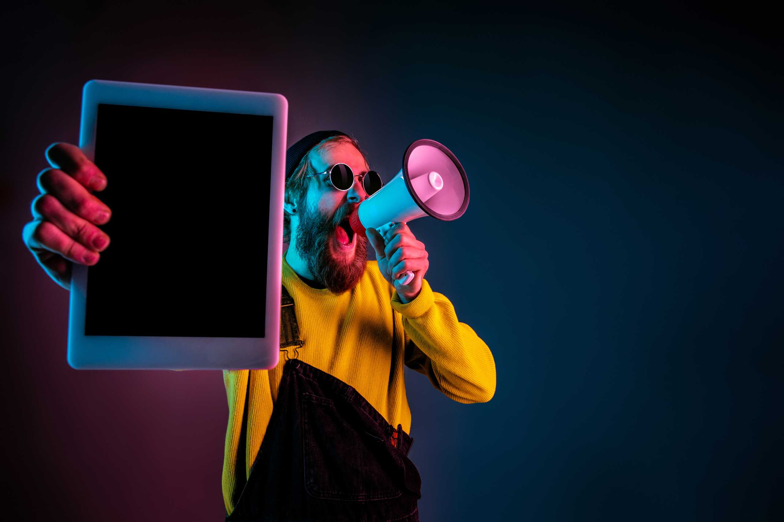 Man shouting into a megaphone